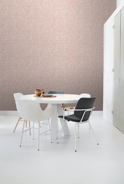 ESTAhome Tapete Leinen-Optik Pfirsichorange Rosa - 53 cm x 10.05 m - 148661