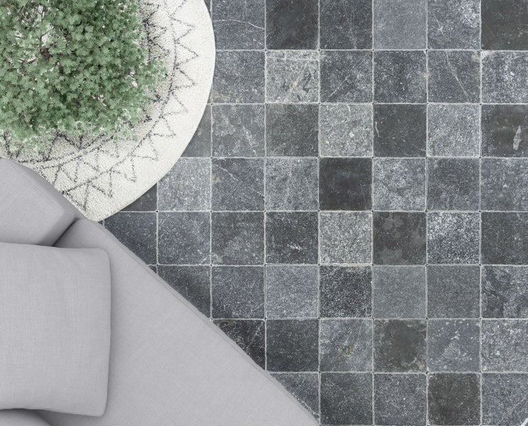 Wohnrausch Marmor Mosaikfliesen BLACK 10 x 10 x 1 cm, getrommelt, grau, braun