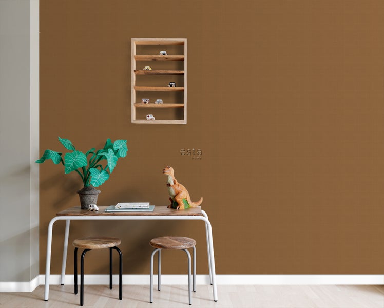 ESTAhome Tapete Leinen-Optik ockerbraun - 0,53 x 10,05 m - 139241