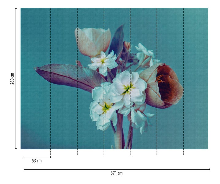 Fototapete mit Blumenmotiv, Abmessungen 371 cm x 280 cm