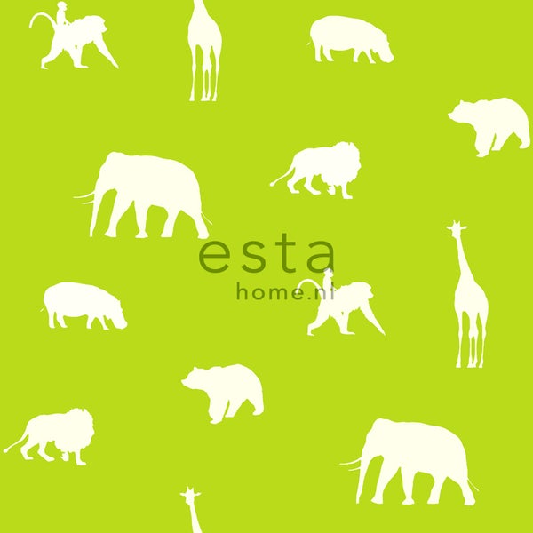 ESTAhome Tapete Tiere Lindgrün - 53 cm x 10.05 m - 137336
