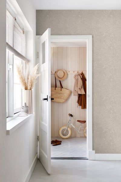 ESTAhome Tapete 3d Wellenförmige Linien Taupe - 50 x 900 cm - 139661