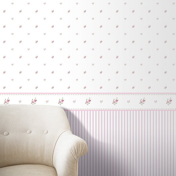 Sanders und Sanders Tapete Streifen Lila und Weiß - 53 cm x 10 m - 640415