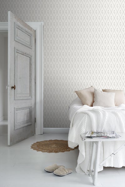 Borastapeter Tapete Blumen Weiß und Grau - 53 cm x 10.05 m - 660841