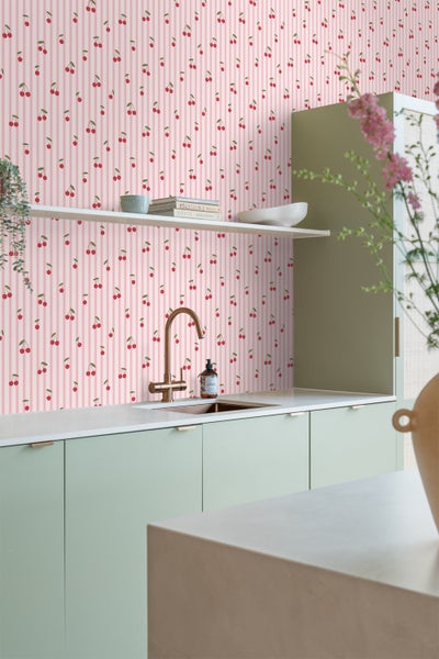 ESTAhome Tapete Kirschen Rosa - 50 x 900 cm - 131653