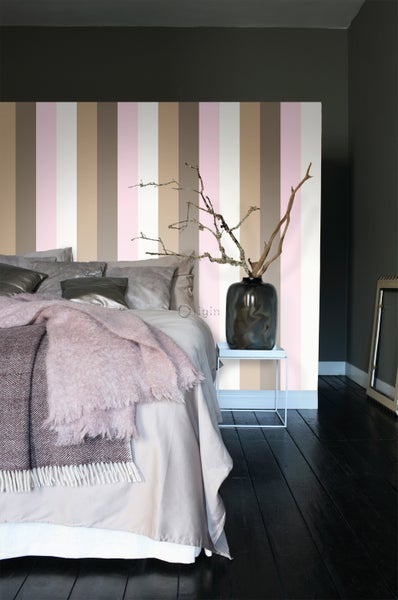 Origin Wallcoverings Tapete Streifen Rosa und Braun - 53 cm x 10.05 m - 346516