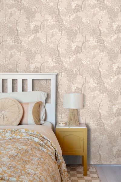 ESTAhome Tapete Bäumen und Blumen Beige - 50 x 900 cm - 131648