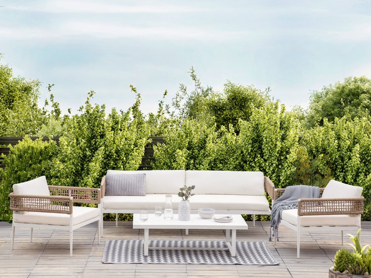 Lounge Set mit Tisch 5-Sitzer SERLA Metall Weiß