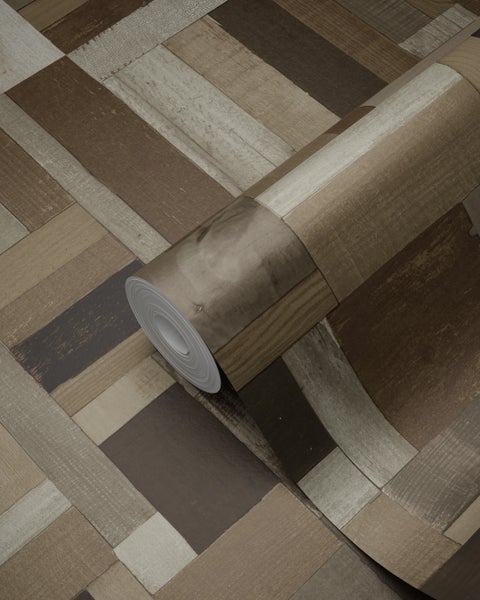 Origin Wallcoverings Tapete Altholz-Motiv Dunkelbraun - 53 cm x 10.05 m - 337221