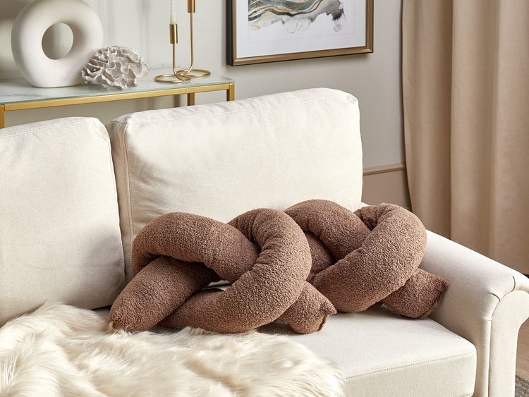 Dekokissen 2er Set GLADIOLUS Bouclé 172 x 14 cm Braun Ohne Muster