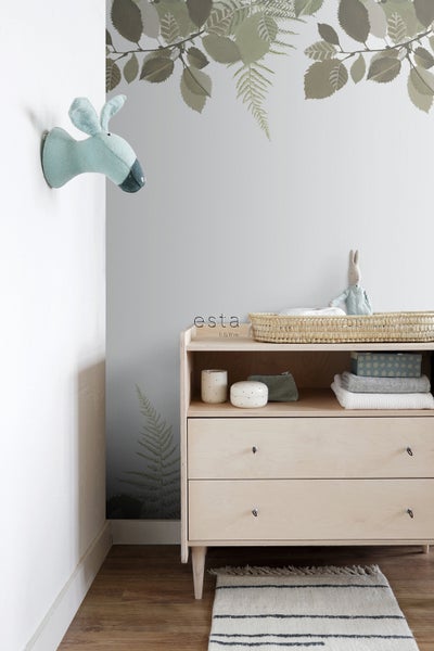 ESTAhome Fototapete Waldtiere Grün und Braun - 100 x 279 cm - 159050