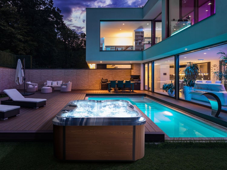 Outdoor Whirlwanne mit LED ARCELIA Blau