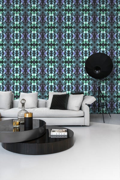Origin Wallcoverings Tapete Kaleidoskopmuster Hellazurblau und Violett - 53 cm x 10.05 m - 337203