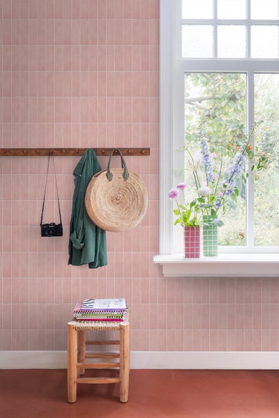 ESTAhome Tapete Fliesenmuster Hellrosa - 50 x 900 cm - 131539