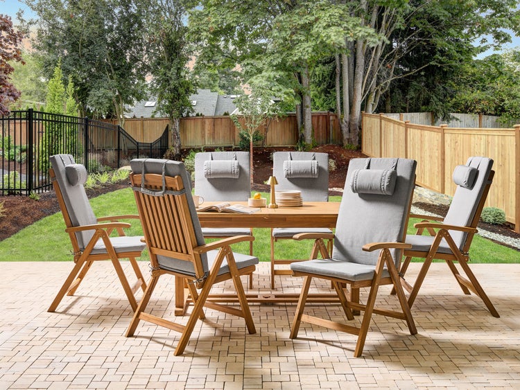 Gartenmöbel Set 6-Sitzer JAVA PREMIUM Akazienholz Grau