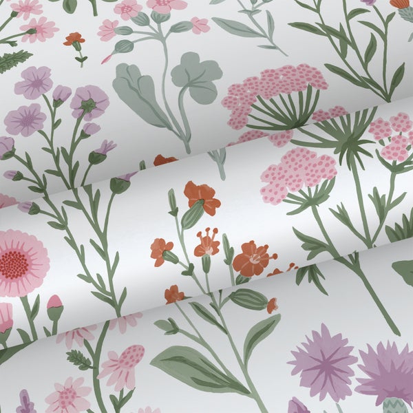 Sanders und Sanders Tapete Feldblumen Ockergelb, Grün, Blau und Terrakotta - 50 x 900 cm - 935381