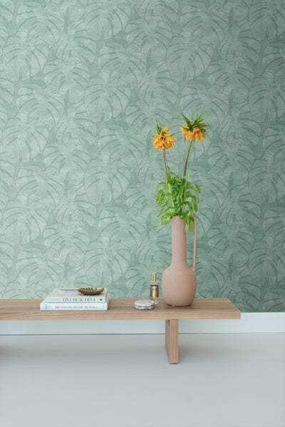 ESTAhome Tapete Monstera-Blätter Mintgrün - 53 cm x 10.05 m - 139003