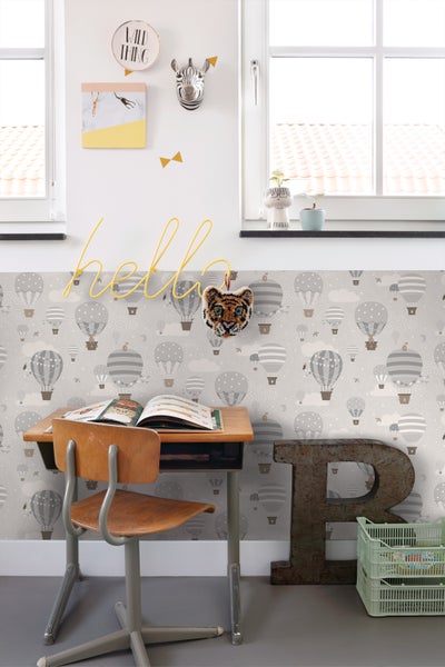 ESTAhome Tapete Luftballons Grau und Braun - 50 x 900 cm - 131344