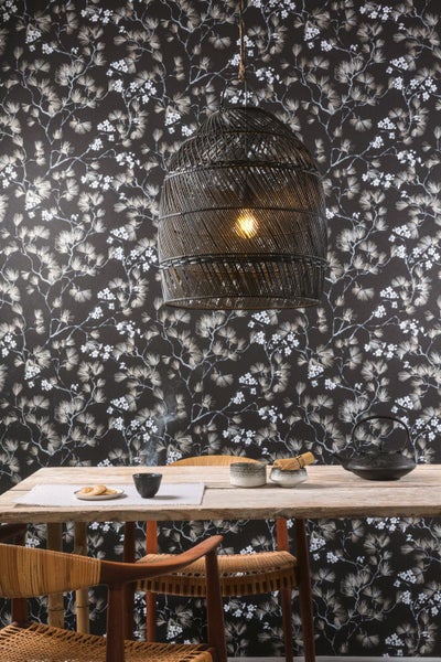 Masureel Tapete Blumen Schwarz - 53 cm x 10.05 m - 630646