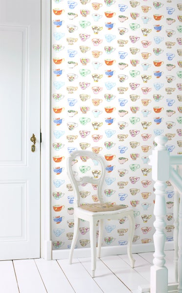 ESTAhome XXL-Vliestapete bemalte Teetassen Mehrfarbig - 50 x 900 cm - 158110