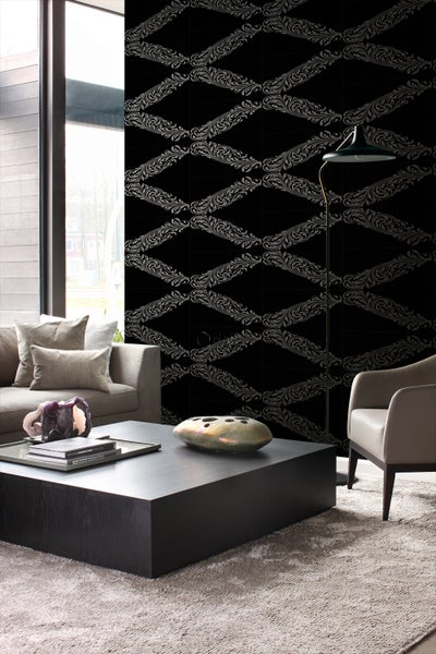 Origin Wallcoverings Tapete Ornamente Schwarz und Grau - 53 cm x 10.05 m - 345743