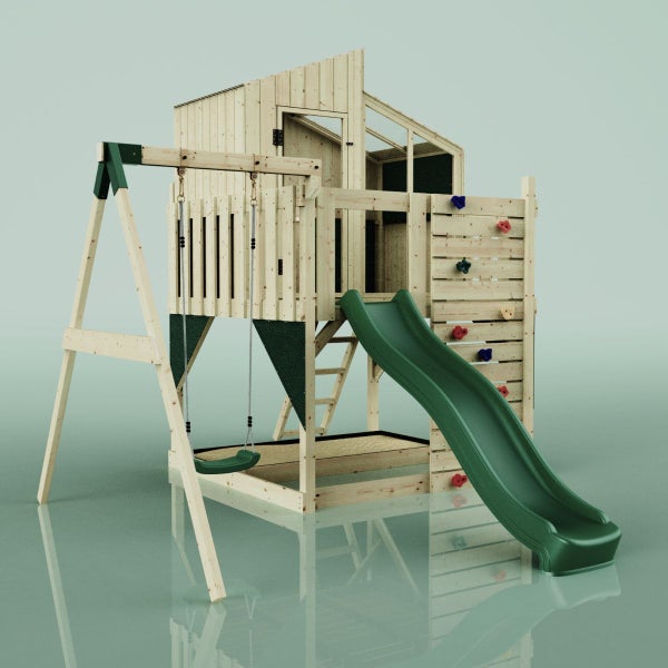 PolarPlay Spielturm Lotta aus Holz in Blau Babyschaukel