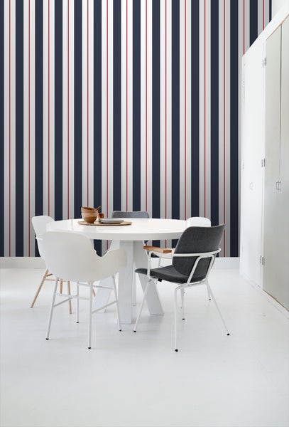 ESTAhome Tapete Streifen Blau und Rot - 53 cm x 10.05 m - 136415