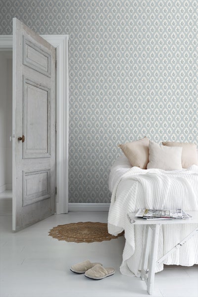 Borastapeter Tapete Barockmuster Graublau - 53 cm x 10.05 m - 660269