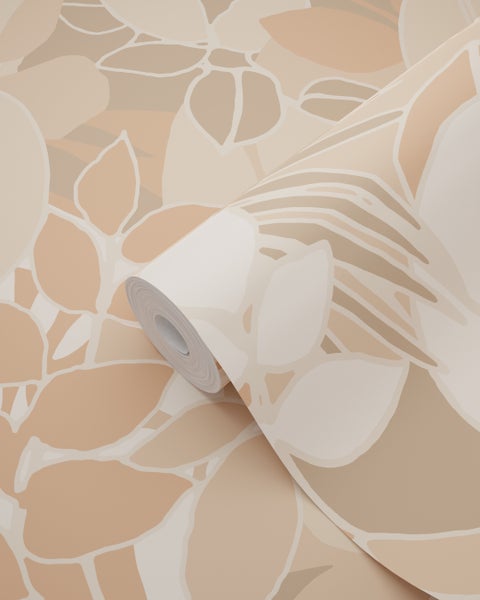 ESTAhome Tapete Blätter Beige und Terrakotta - 50 x 900 cm - 139846