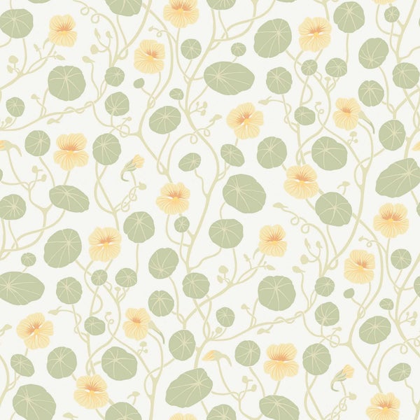 Borastapeter Tapete Lilie Blume Grün und Gelb - 53 cm x 10.05 m - 662655