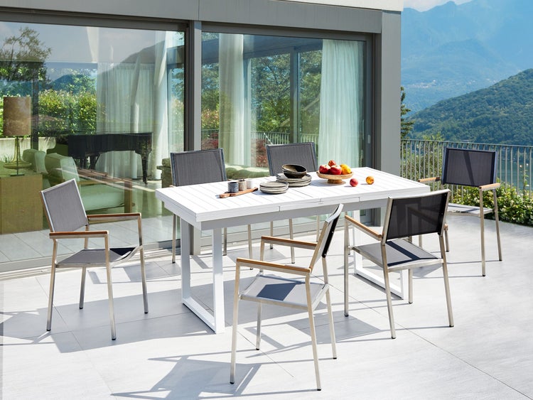 Gartenmöbel Set 6-Sitzer VALCANETTO/GROSSETO Metall Grau / Weiß