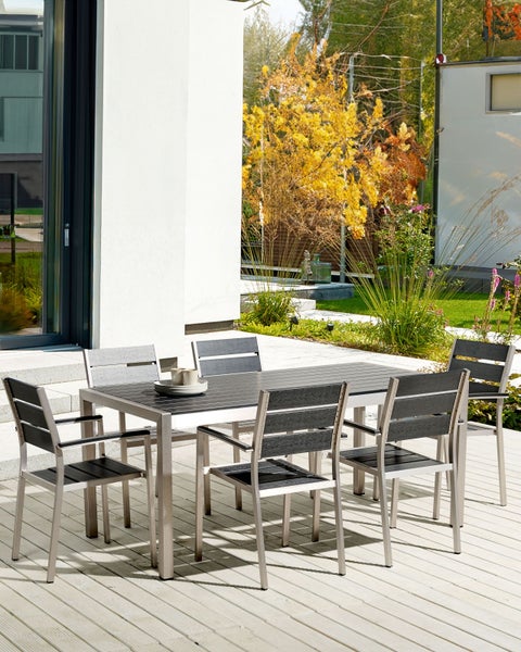 Gartenstuhl 6er Set VERNIO Schwarz / Silber