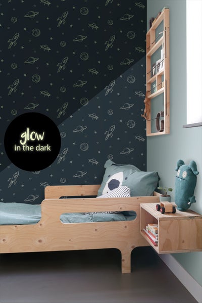 ESTAhome Glow-in-the-dark Tapete Weltraum Dunkelblau - 53 cm x 10.05 m - 139761