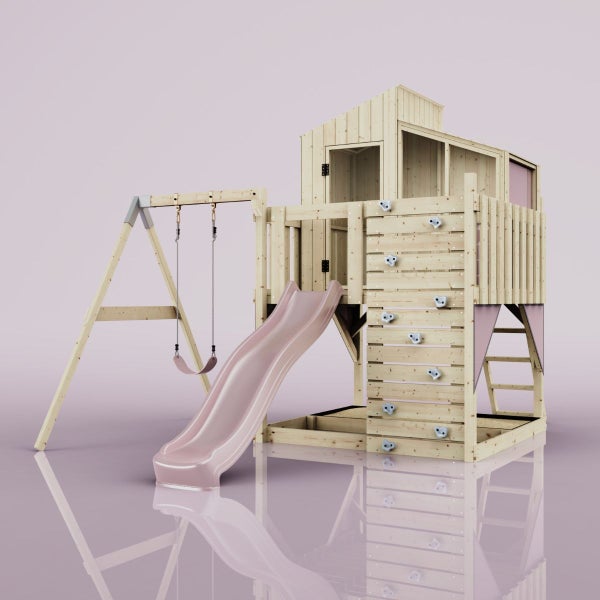 PolarPlay Spielturm Lotta aus Holz in Rosa,, Naturbelassen