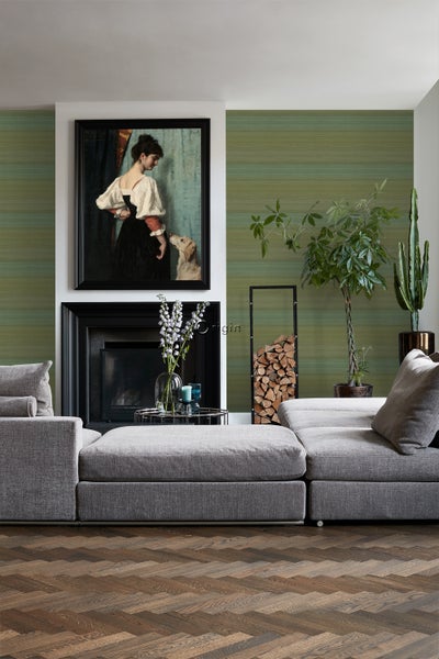 Origin Wallcoverings Tapete Gewebeoptik mit Farbverlauf Moosgrün - 53 cm x 10.05 m - 347752
