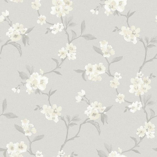 Borastapeter Tapete Blumen Grau - 53 cm x 11.2 m - 660145