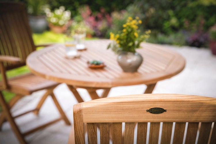 Teak Klappstuhl wetterfest premium für Garten Terrasse und Balkon