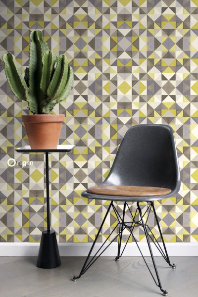 Origin Wallcoverings Tapete kubistisches Muster Ockergelb - 53 cm x 10.05 m - 346908
