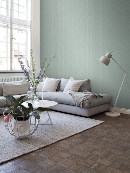 ESTAhome Tapete Fischgrätmuster Mintgrün - 53 cm x 10.05 m - 139108