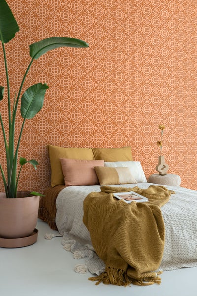 ESTAhome Tapete abgenutzte Fliesen Orangebraun - 50 x 900 cm - 131481