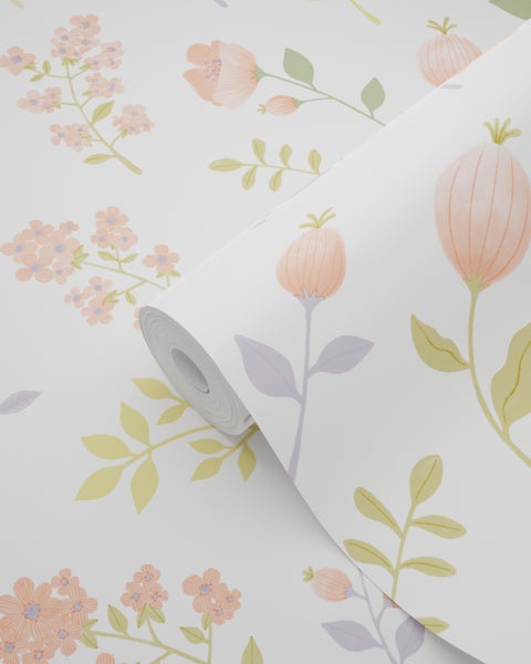 ESTAhome Tapete Blumen Pastell-Farben - 50 x 900 cm - 139976