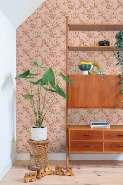 ESTAhome Tapete Blumenmuster Terrakottarosa - 50 x 900 cm - 131567