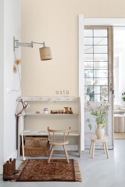 ESTAhome Tapete Leinen-Optik Sandbeige - 53 cm x 10.05 m - 139545