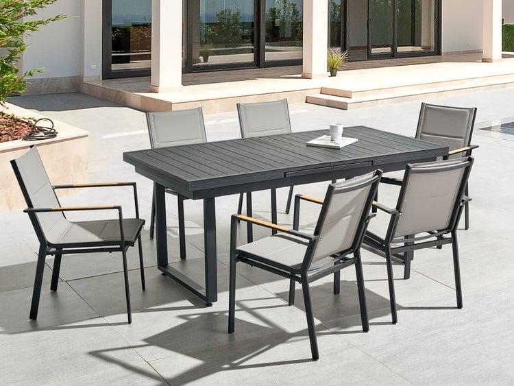 Ausziehbarer Gartentisch VALCANETTO 180/240 cm 90 cm Metall Schwarz