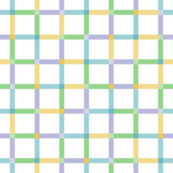 Tapete mit Karomuster aus bunten, sich überschneidenden Linien.