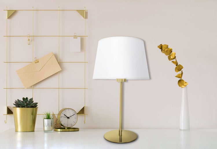 Tischleuchte BOLOGNA h: 45cm beige/messing