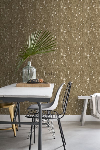 ESTAhome Tapete Kork Braun und Crême-Weiß - 50 x 900 cm - 139336