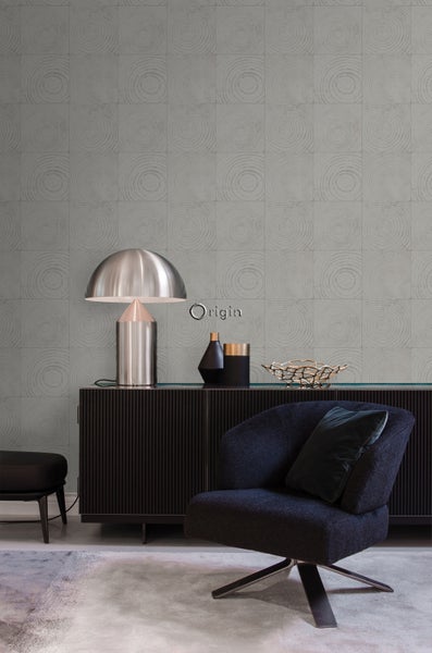Origin Wallcoverings Tapete Querschnitte von Baumstämmen Dunkelgrau - 53 cm x 10.05 m - 347548