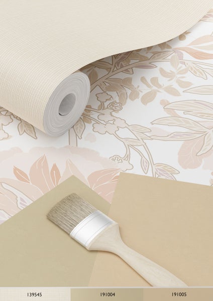 ESTAhome Tapete Blumenmuster im Jugendstil Sandbeige und Terrakotta - 53 cm x 10.05 m - 139613