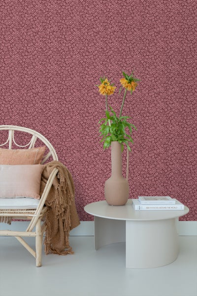 ESTAhome Tapete Blumen Aubergineviolett - 50 x 900 cm - 131672